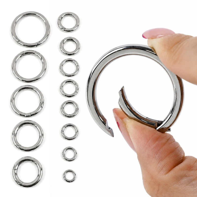 5/10/20 Stück Edelstahl Öffnungsfähiger Schlüsselring Karabinerhaken 10-35mm Silber Federverschluss O-Ring Metallschnallen Auslöser Karabiner Clip Verschluss