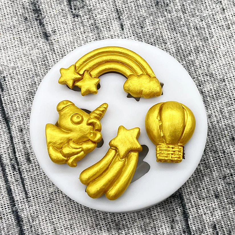 Unicorn Meteor Rainbow Hot Air Balloon Silicone Sugarcraft Mold Chocolate Cupcake Baking Mold Fondant Cake Decorating Tools