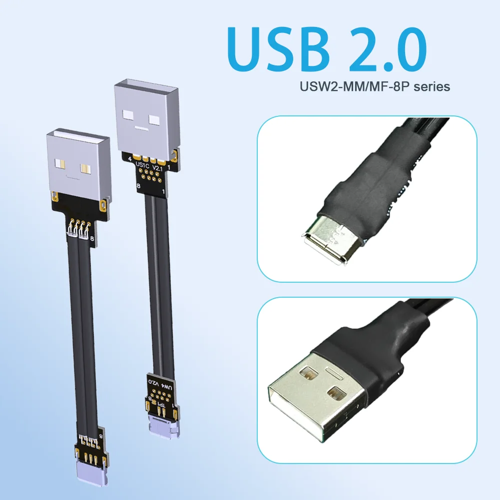 FPC USB A 2.0 To Micro B Extension Cable Type A Male To Male Micro-B FPV USB2.0 Adapter Flat Cable Ultra-thin Wire with Shielded