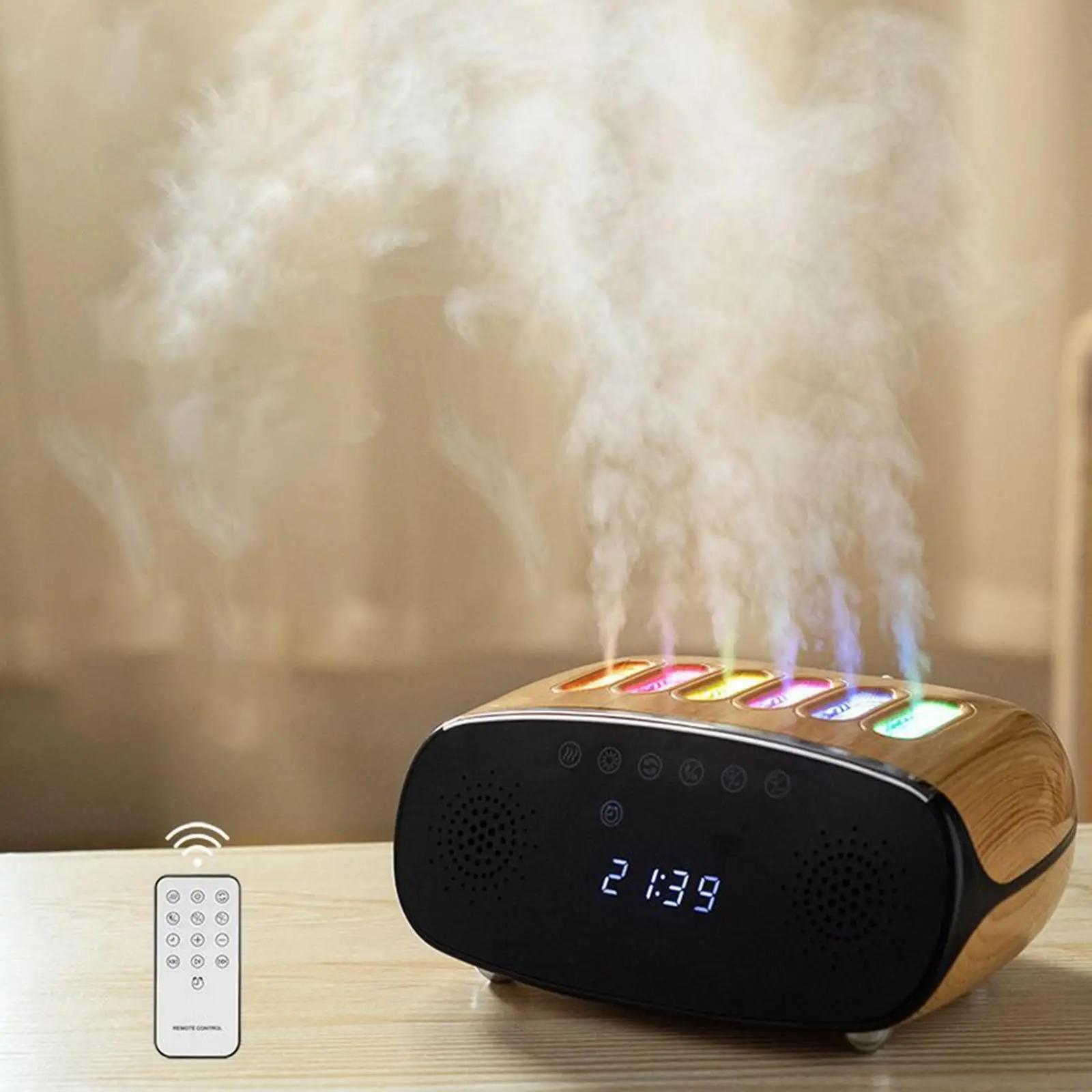 Air Humidifier Mist Makers ฟังก์ชั่นนาฬิกา 500 มล. พร้อมไฟกลางคืนสีสันสดใสสําหรับ