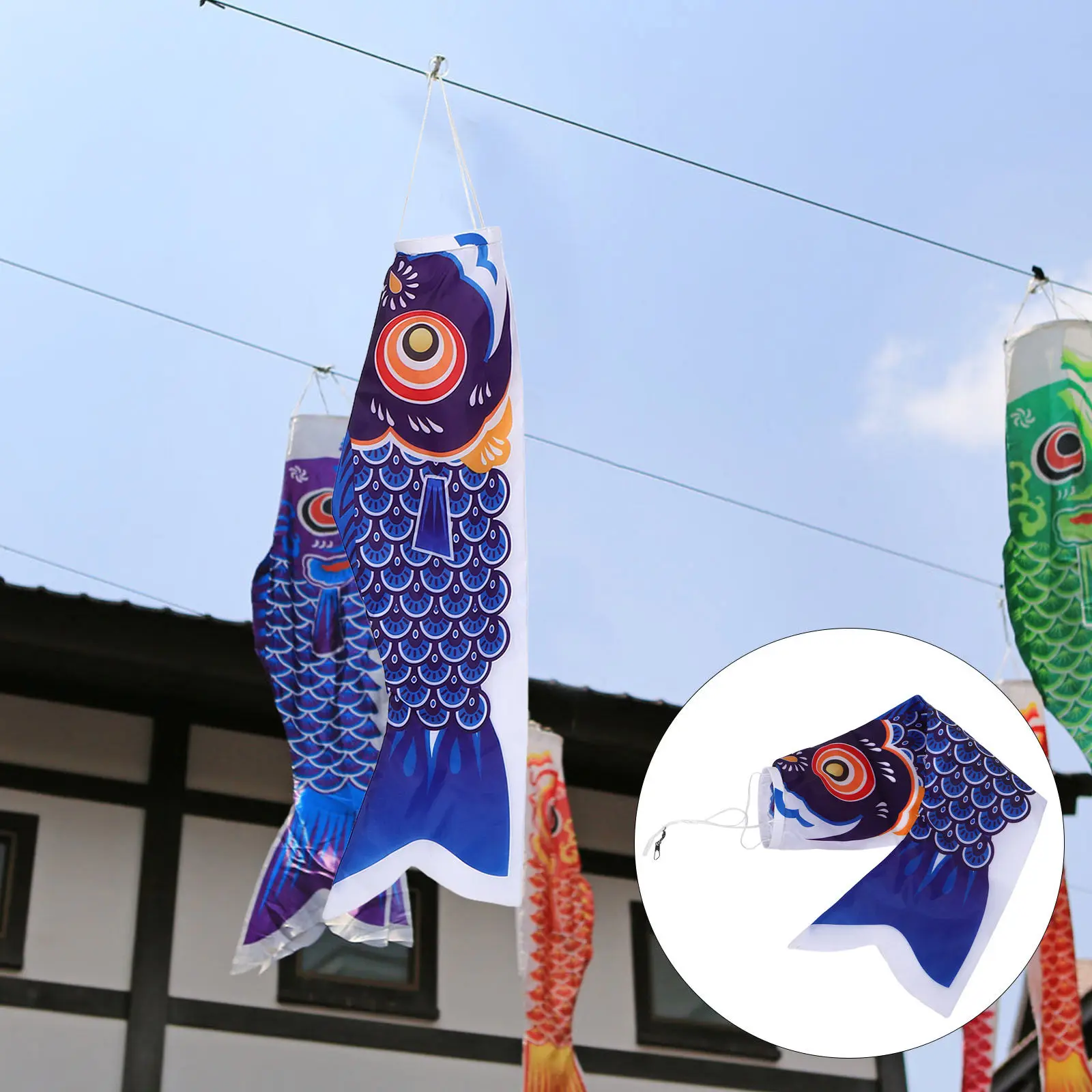 Japanese Carp Flag Windsock Koinobori Fish Banner 39 Inch Outdoor Garden Yard Sushi Bar Decoration Hanging Fish Wind Sock