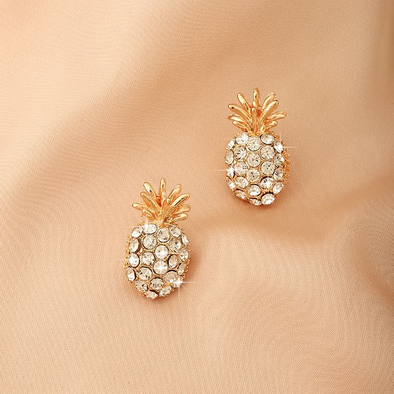 Korean Internet Celebrity's Fashion Simple Pineapple Shaped Pearl Earrings Cute Compact And Fresh S925 Silver Needle Earrings