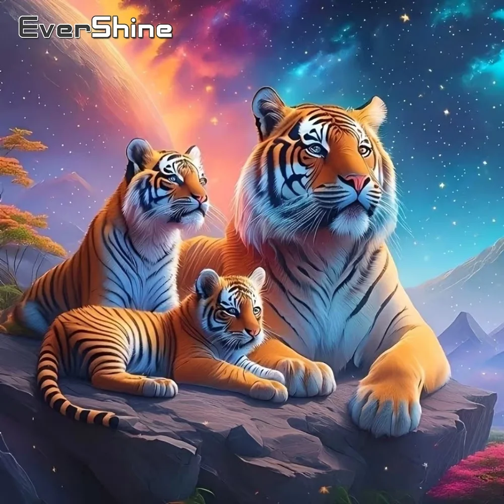 EverShine DIY Tiger Diamant-Stickerei Tier-Gemälde Strass-Mosaik Neue Kollektion Heim Schlafzimmer Wandkunst