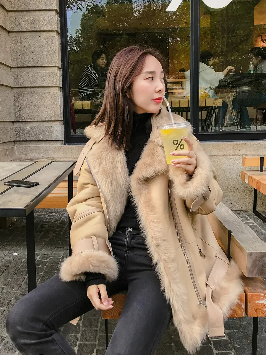 Fashion High Quality Real Wool Fur Jacket Oversized Jackets for Women 2024 Genuine Women's Fur Coat Roupas Femeninas Zjt445