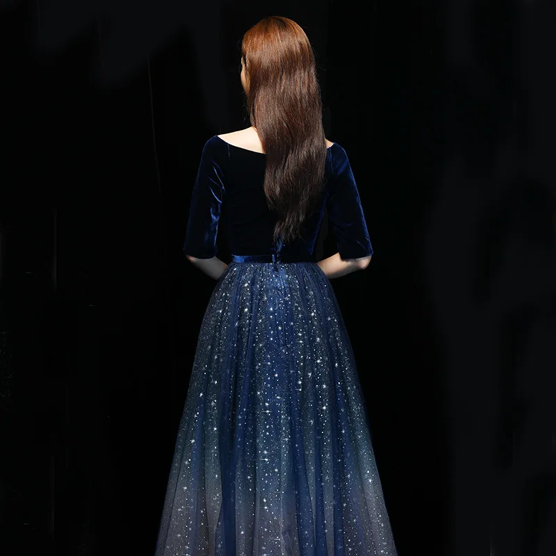 Elegantes Host-Abendkleid für Damen, 2026, neue Frühlingsmode, eine Schulter, Bankett, Präsidenten-Chor-Performance-Kleid, weiblich