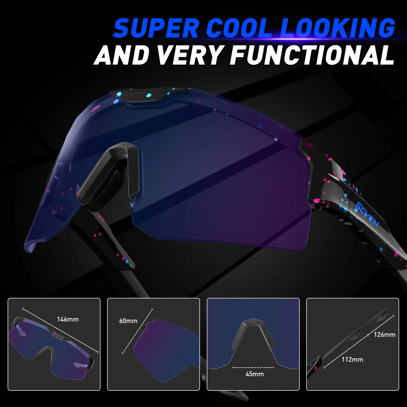 SCVCN يندبروف نظارات UV400 نظارات حماية اللونية الجبلية الطريق الدراجة النظارات الشمسية الرجال النساء ركوب نظارات رياضية في الهواء الطلق