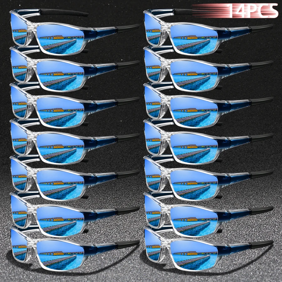

14PCS Fashion Rectangle Men Women Fishing Driving Cycling Sports Men Women Running Mountaineering protectectiv Glasses