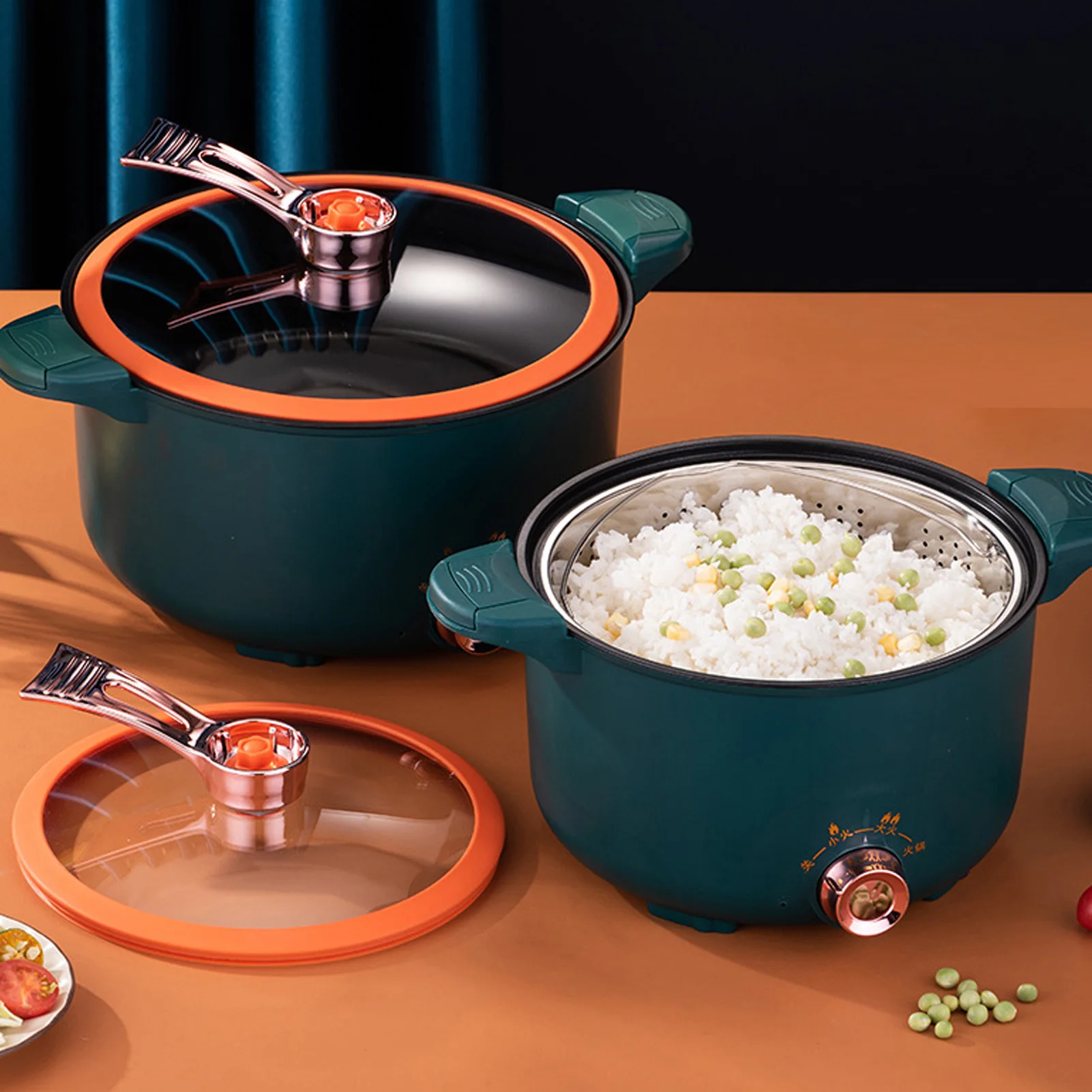 1000W Micro Pressure Cooker Multi Function Electric Non Stick Cooking Pot with Steaming Basket Anti Dry Burning 4L