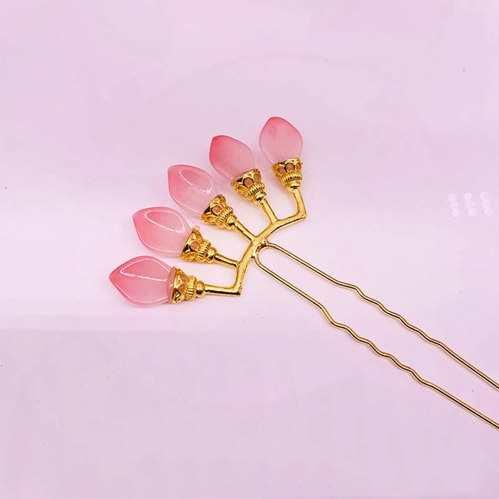 

Kimono Super Fairy U-shaped Women Crystal Petals Alloy Hair Accessories Pearl Row Hairpin Hanfu Hair Sticks Hair Forks