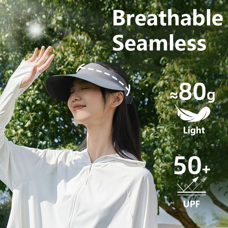 Foldable Seamless Wide Visor Brim Hat Quick-dry Anti UV Sun Protection Hat Nylon Hat Non-marking Sun Cap Women Summer Gift