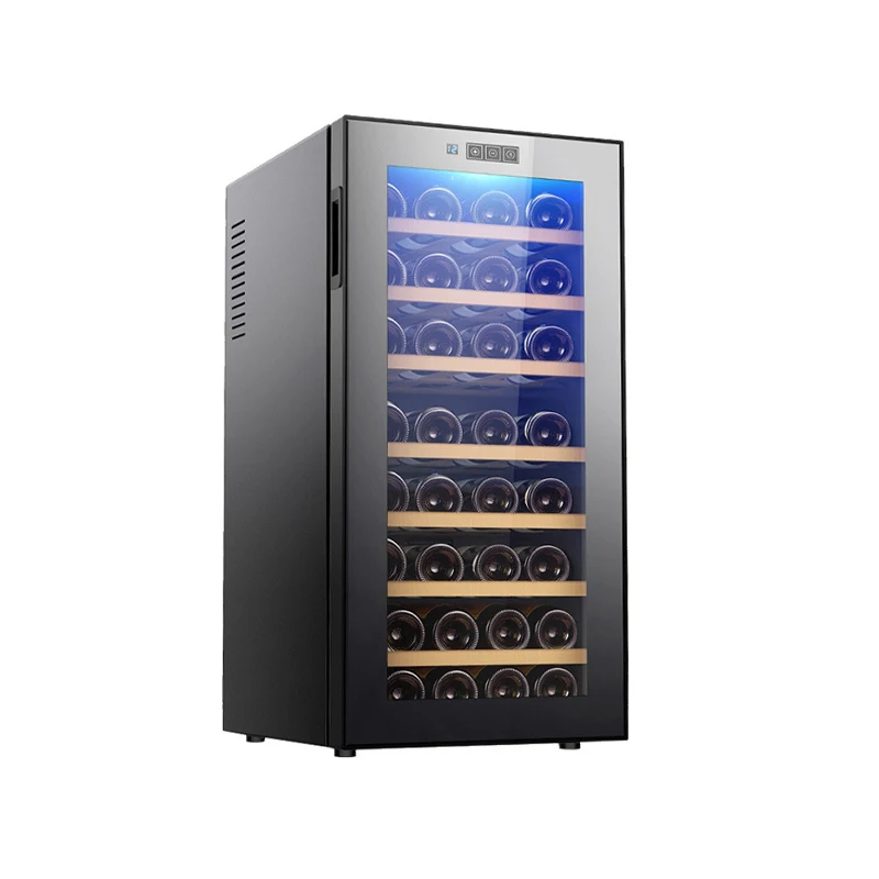 32 Bottle Commercial Wine Cooler 78L Mini Bar Fridge Electronic Freestanding Installation for Hotels and Households