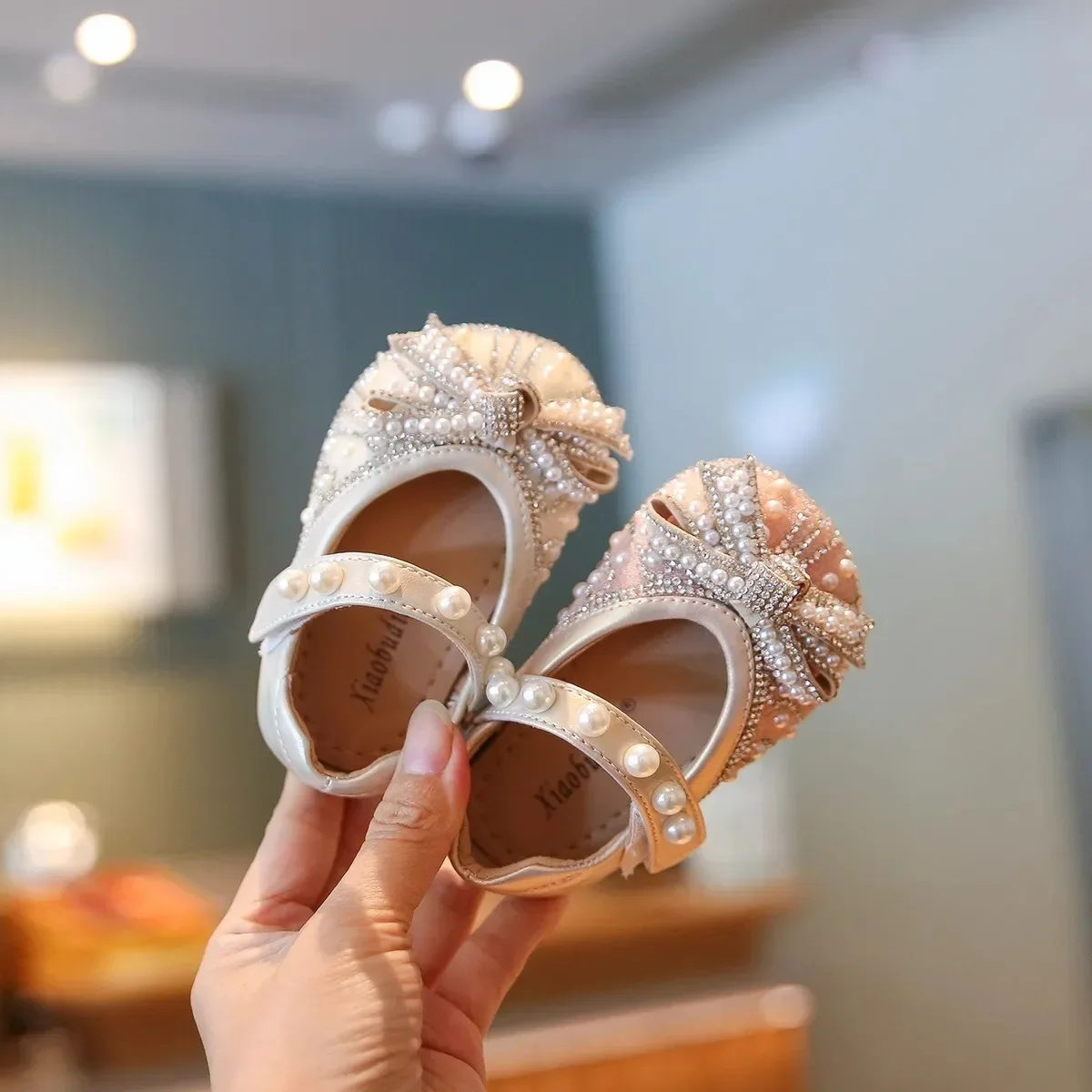 

Princess Shoes for Girls Crystal Soft Bottom Baby Shoes Trendy Children's Footwear Autumn New Style Breathable Rubber Upgraded