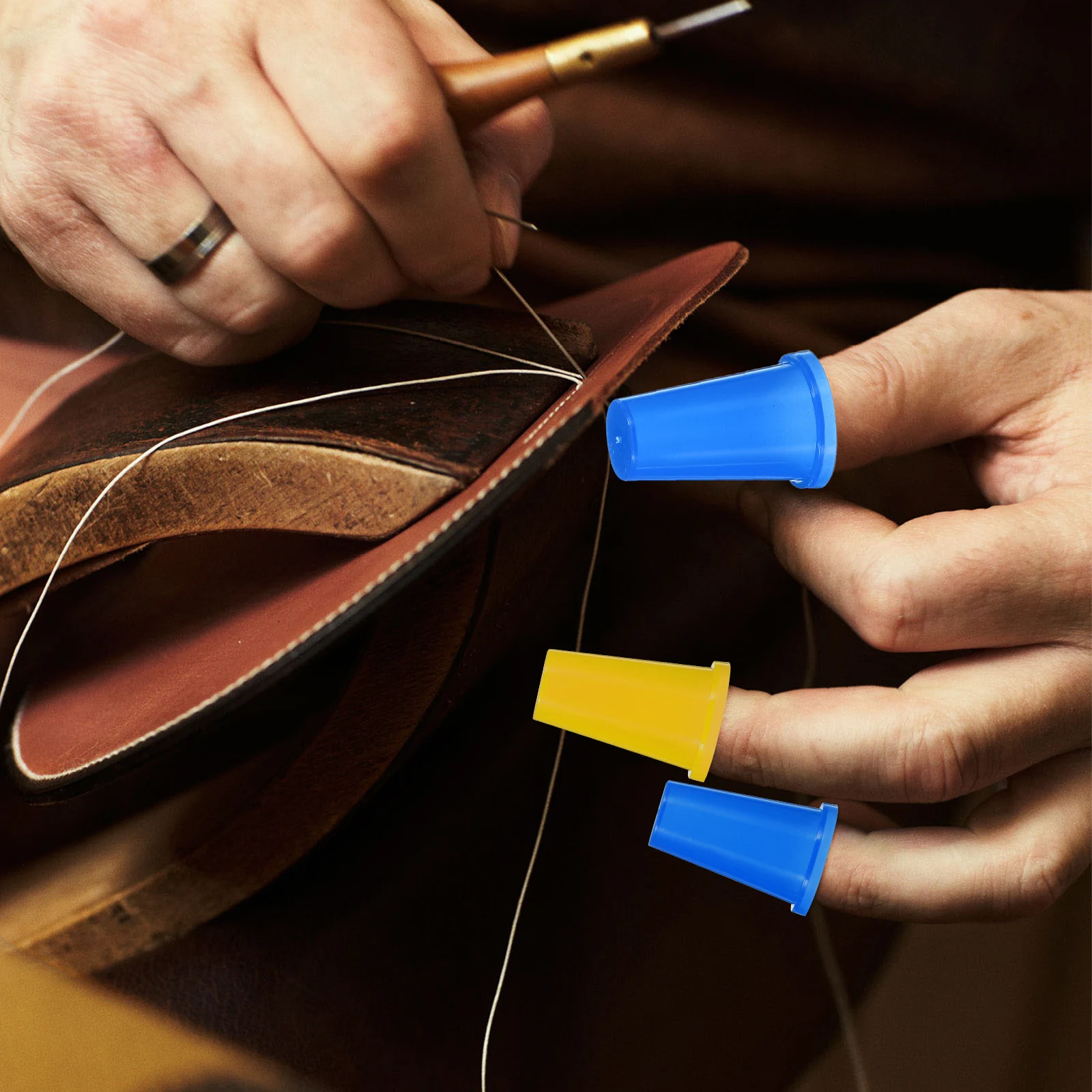 

20 PCS Colored Thimble Caps Plastic Finger Thimbles Sewing Protector Quilting Colorful