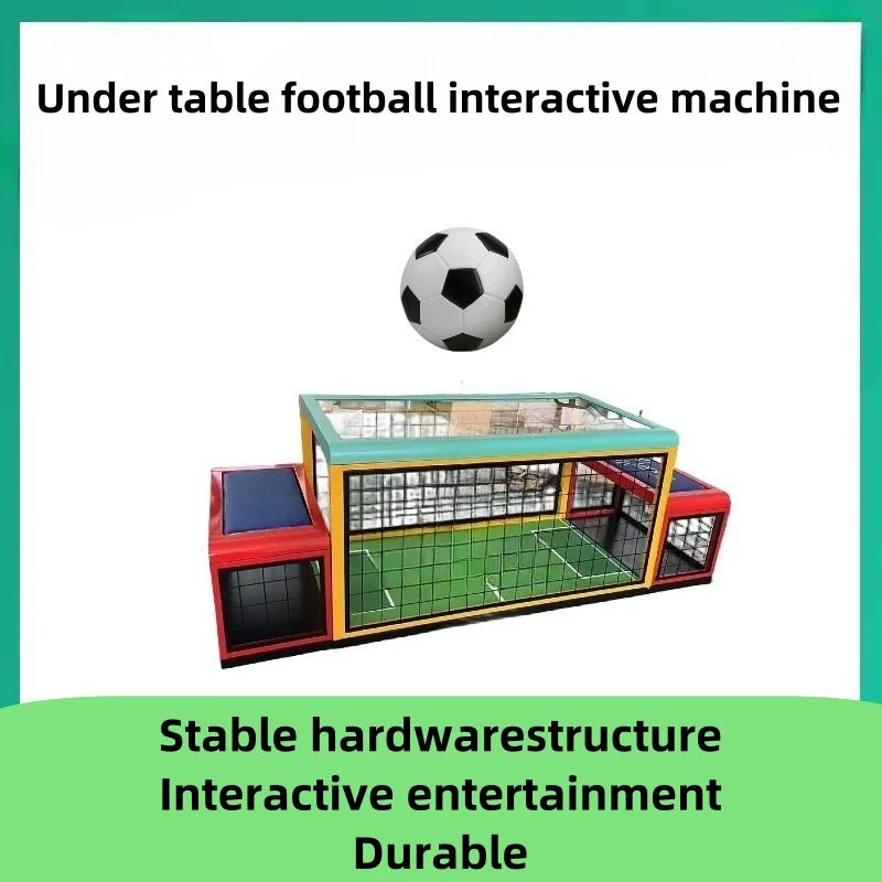 Two people play football under the table machine sports games equipment warm up activities props under the table football