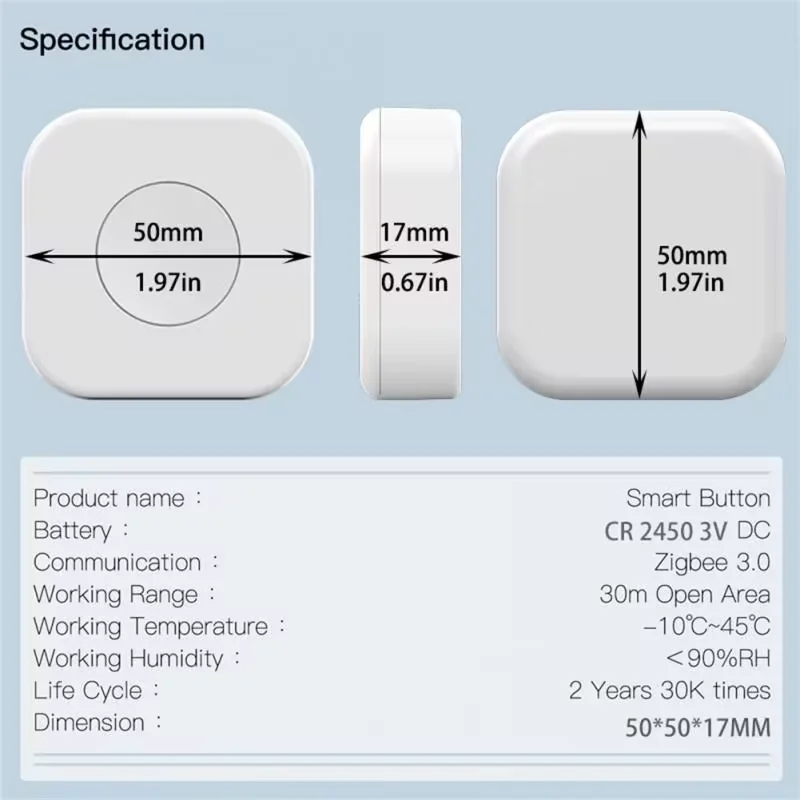 Tuya ZigBee Smart Button Scene Switch Wireless Remote One Key Controller Battery Powered support Google Home Alexa