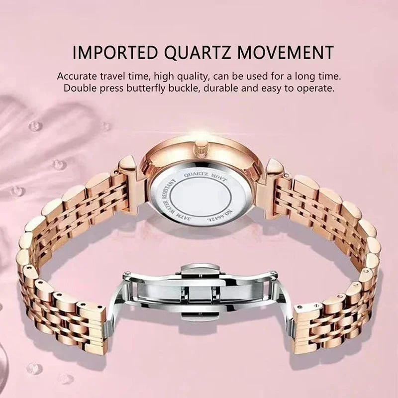 New 2024 Watch for Women Luxury Jewelry Design Rose Gold Steel Quartz Wristwatches Waterproof Fashion Swiss Brand Ladies Watches