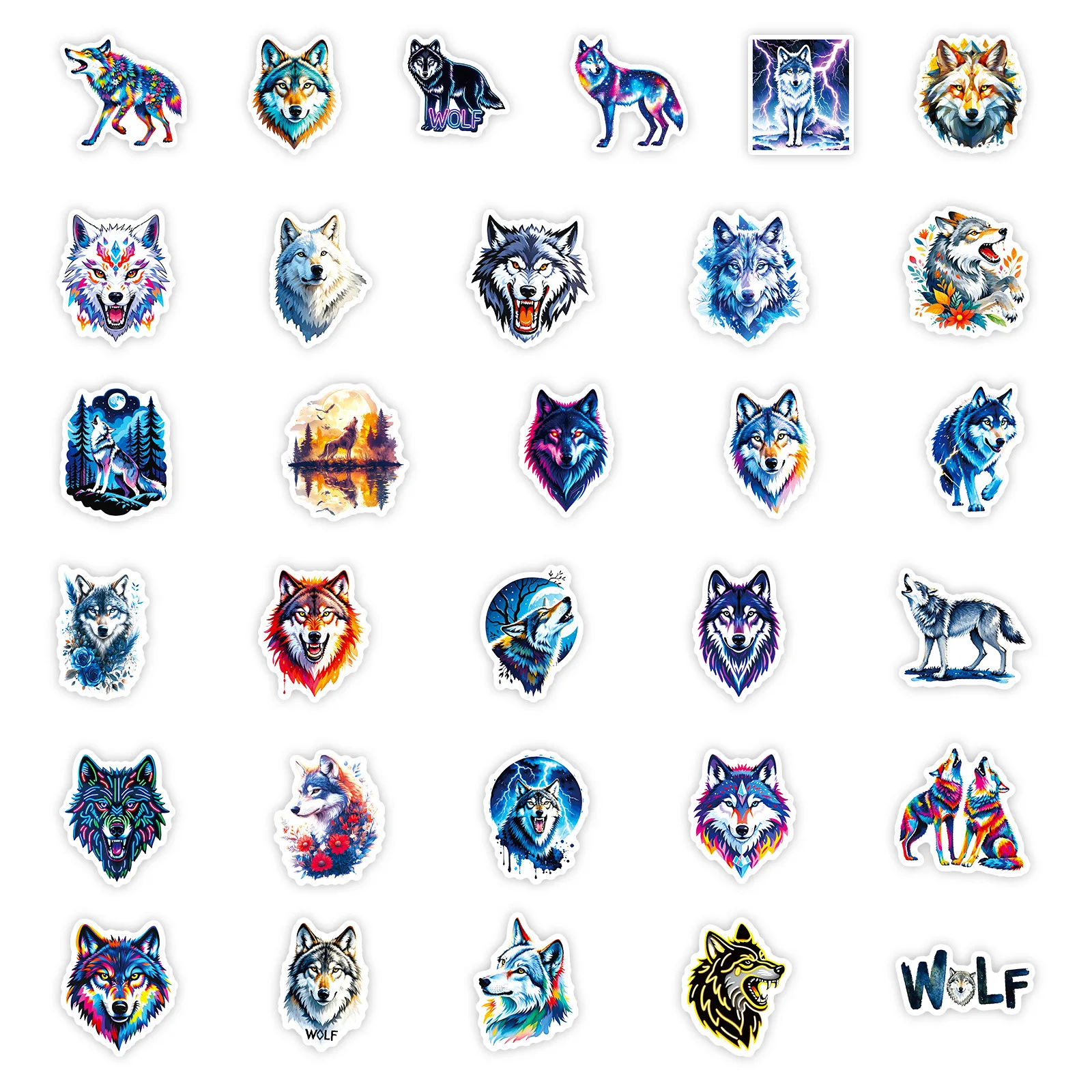 56 قطعة المراعي الذئب ملصقات شرسة الحيوان الكتابة على الجدران الديكور DIY بها بنفسك دفتر حقيبة الغيتار الثلاجة اللعب الدراجة الهاتف الشارات #1