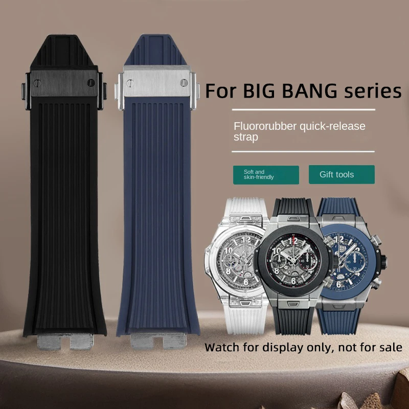 For BIG BANG 411 bands men Hublot big bang 411 421 fluororubber strap bracelet Stainless steel joint quick release watch strap