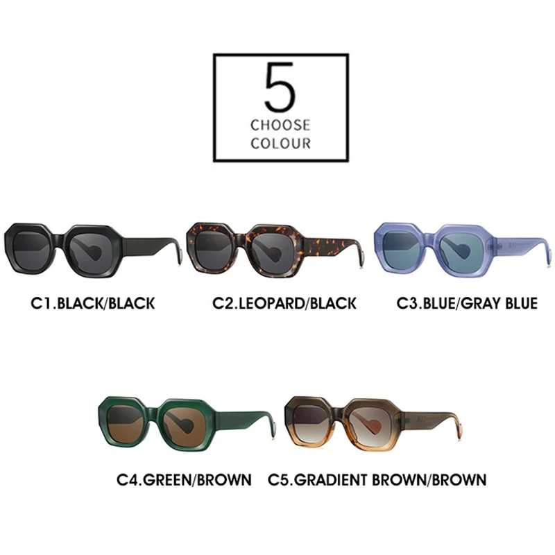 نظارات شمسية مربعة مضلعة جديدة من SO&EI للنساء، ظلال أزرق وأخضر UV400