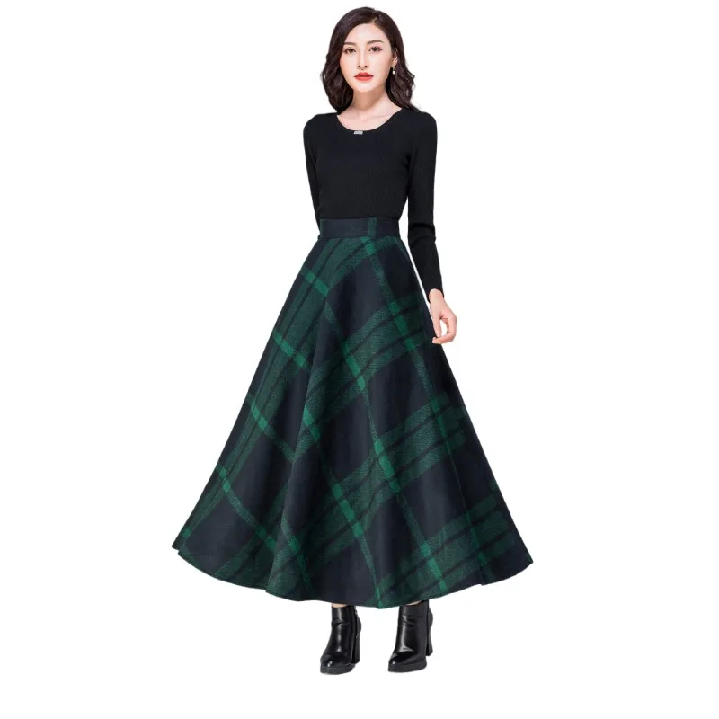 

2023 New Winter Warm Women Skirt Custom Made Ladies Plaid Woolen Pleated Skirts Plus Size 6xl