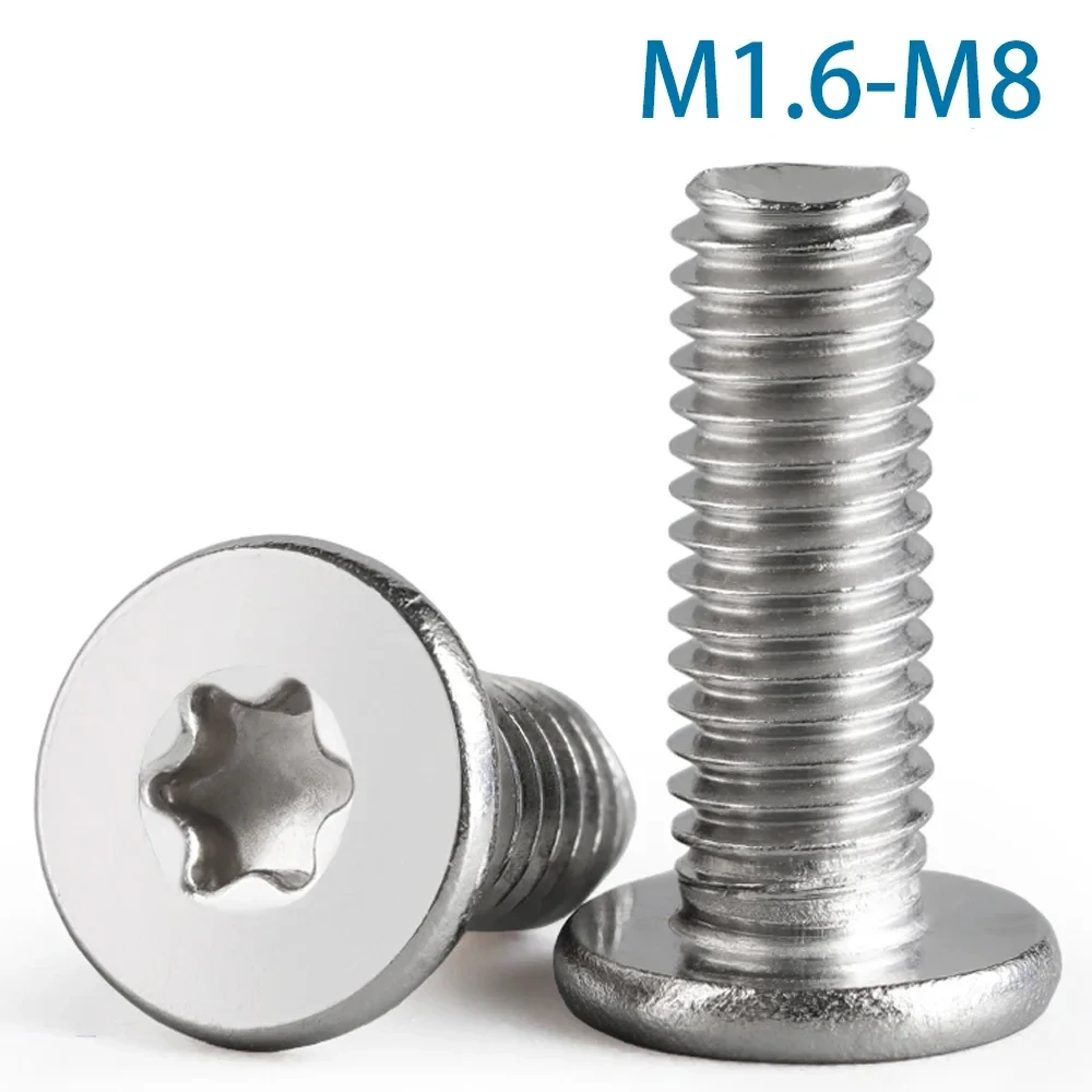 10 szt. M1.6 M2 M2.5 M3 M4 M5 M6 M8 Śruby z łbem walcowym płaskim, ultra cienkie, z gniazdem Torx (6-ramiennym), ze stali nierdzewnej 304, CM