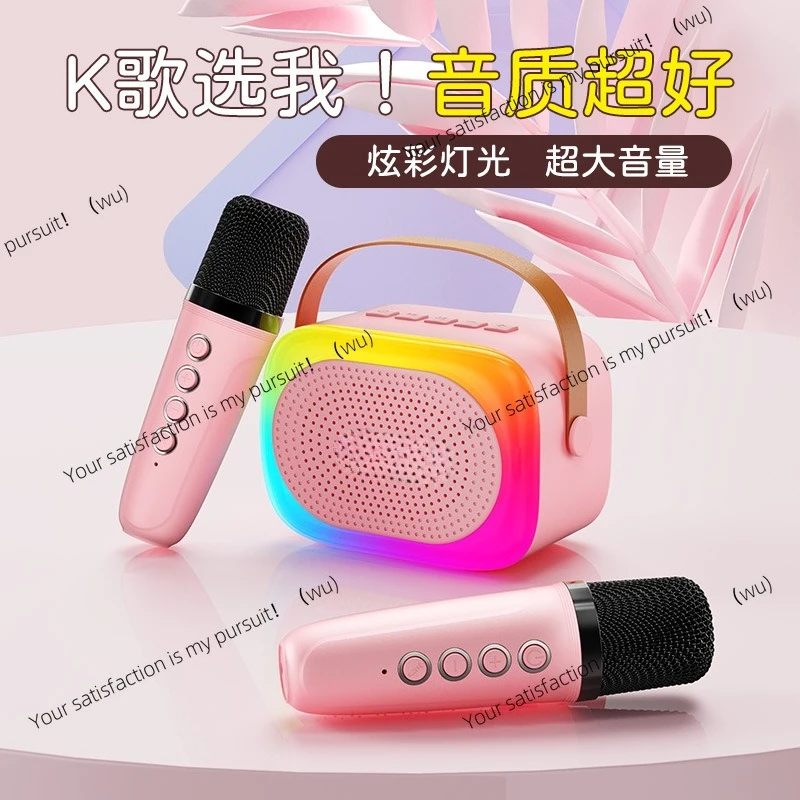 2025 new wireless bluetooth speaker small steel cannon with microphone Karaoke integrated mini colorful portable small stereo