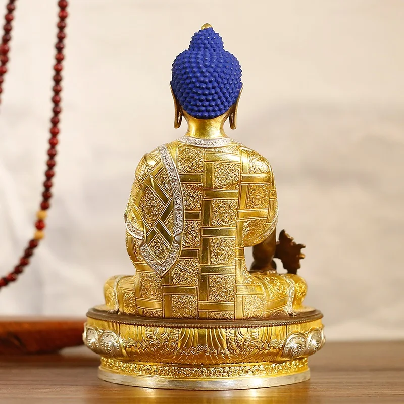 High grade Buddha statue Asia Nepal HOME temple bless safe healty good luck Gilding Sakyamuni Medicine