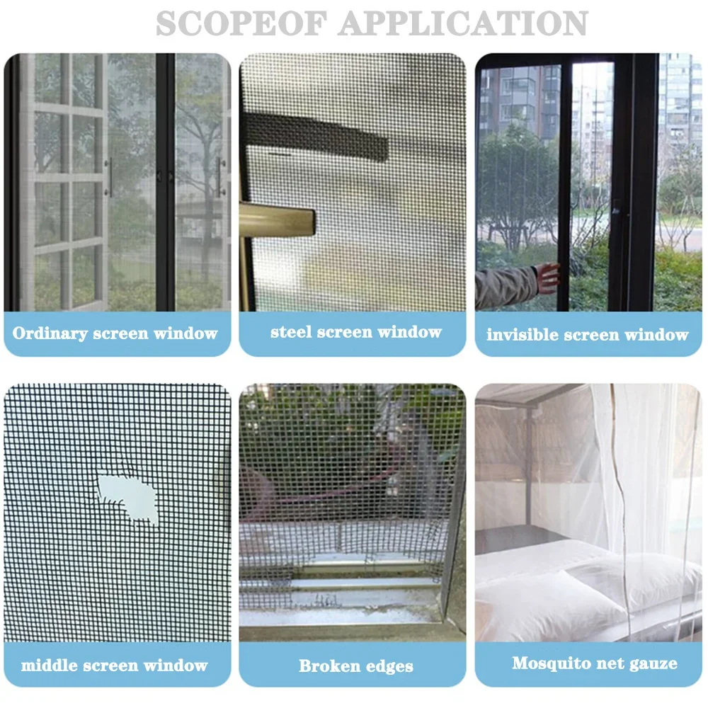 Strong Self Adhesive Window Screen Repair Tape Window Net Screen Repair Patch Covering Up Holes Tears Anti-Insect Mosquito Mesh