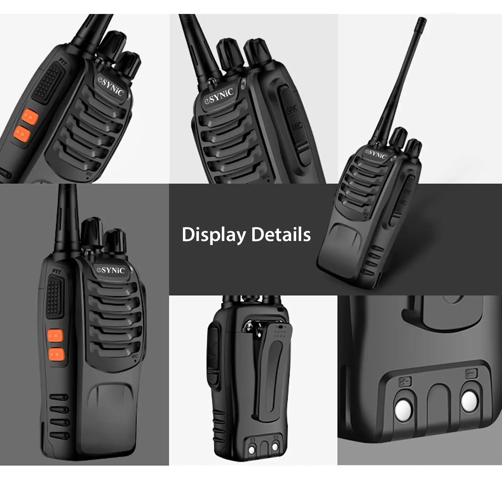 ESYNiC 2Pcs Walkie talkie portatile per adulti ricaricabile UHF 400-470MHZ 16CH Radio bidirezionale con auricolari originali per l'uso quotidiano