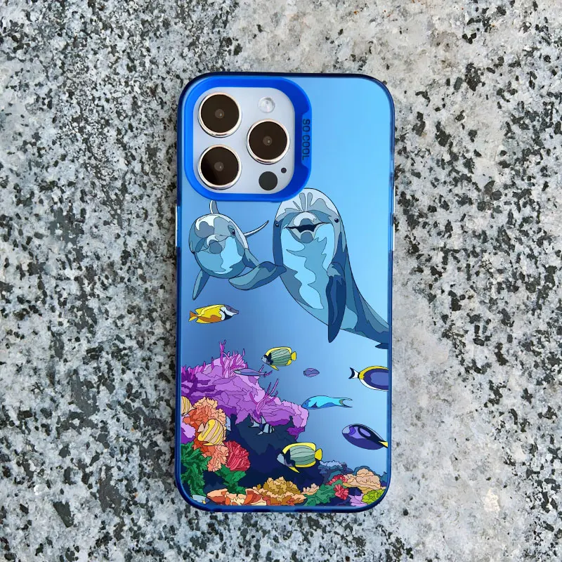 Niedliche Meerestier-Delfin-Handyhülle für iPhone 17 16 15 14 Plus Pro Max 11 12 13 Pro Max Mini Stoßfeste Laser-Rückabdeckung – Detail 1
