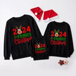 2024 familia Navidad y ciervos estampado familia juntos sudadera a juego Casual Navidad Sudadera con capucha día de Navidad vacaciones ropa Tops