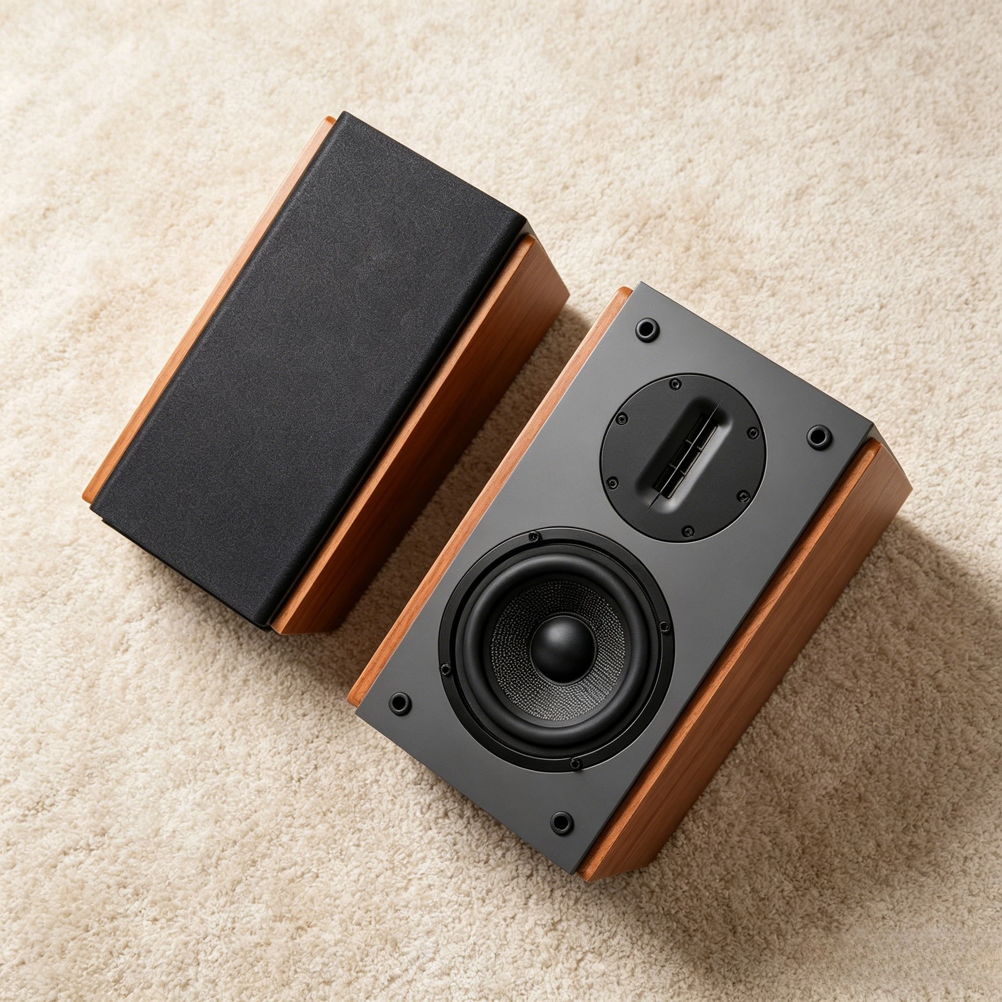 

For 100W MDF Brown Bookshelf Speakers for Home Theater Surround Sound 2-Way 5.25" Subwoofer & 4" Ribbon Tweeter
