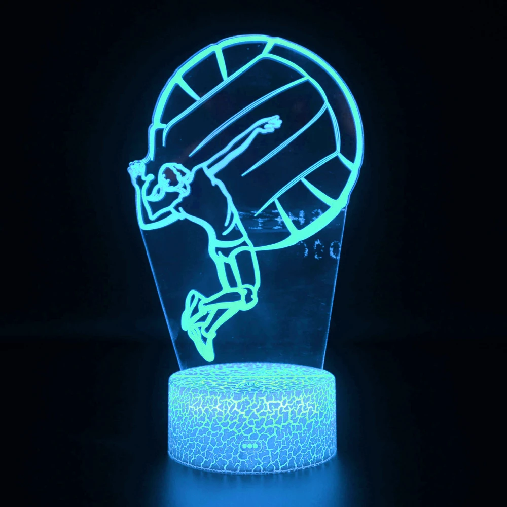 Nighdn-Veilleuse LED 3D en acrylique pour femme, lampe de table USB colorée, jeu de volley-ball, chambre à coucher, chevet, Noël, cadeau d'anniversaire pour filles