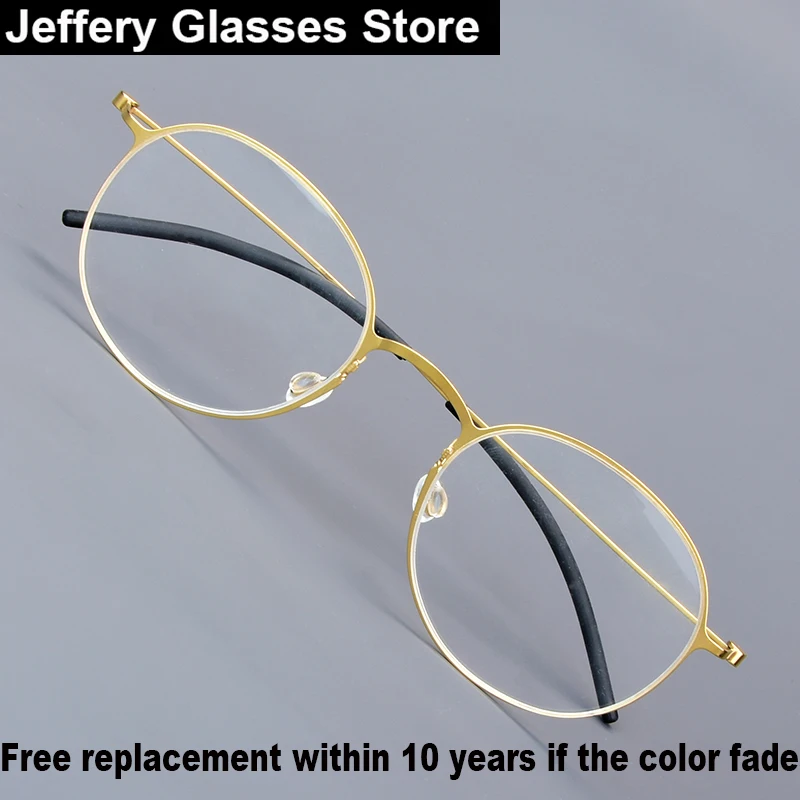 

2025 Denmark Thin Titanium Round Glasses Frame Men Women Screwless Ultralight Eyeglasses Brand Design Fashion Gold Wire Eyewear