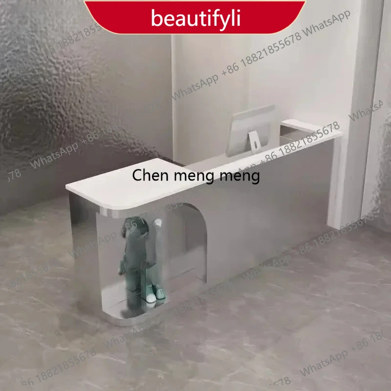 01A Reception Counter Retail  White Front Desk Furniture n Pulpit For Church  salon Nas storagebeauty salon office 150CM Furnitu
