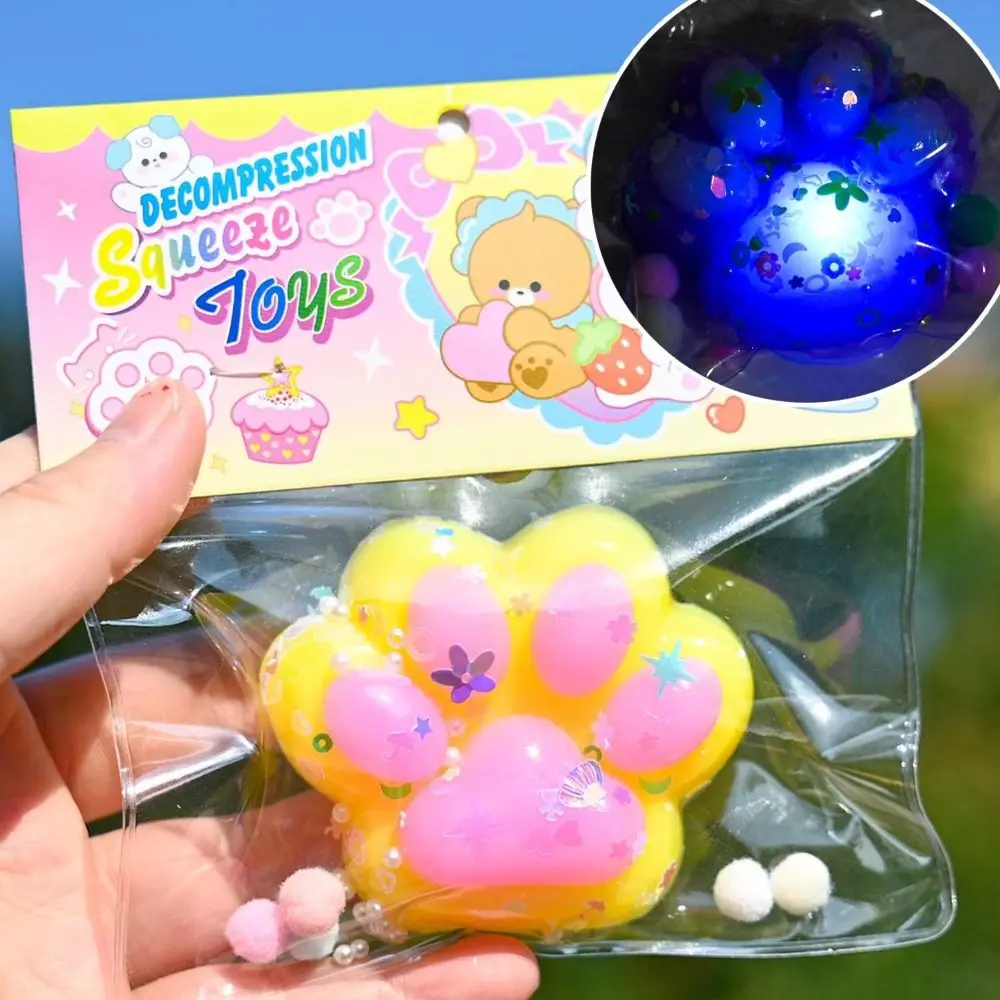Interessant pétrissage lueur patte de chat presser jouet doux à la main patte de chat Fidget jouet coloré Silicone patte de chat pincement jouet enfants
