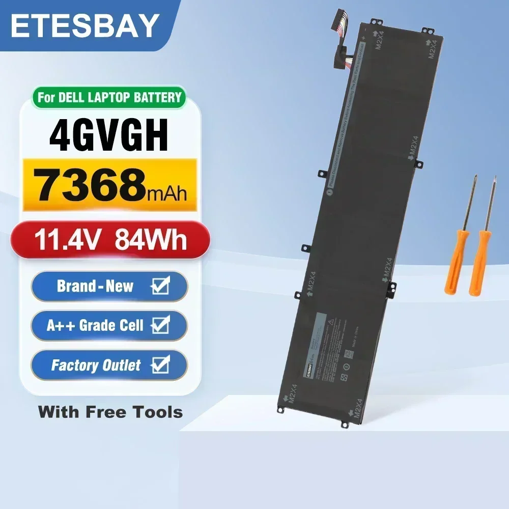 ETESBAY 11.4V 84WH Laptop Battery 4GVGH RRCGW For DELL Precision 5510 XPS 15 9550 Series 1P6KD T453X Free Tools
