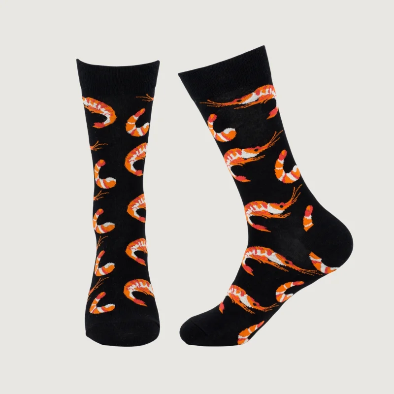 1 Pair Creative Shrimp Pattern,Casual Comfy Soft Mid-calf Men\'s Socks For Daily