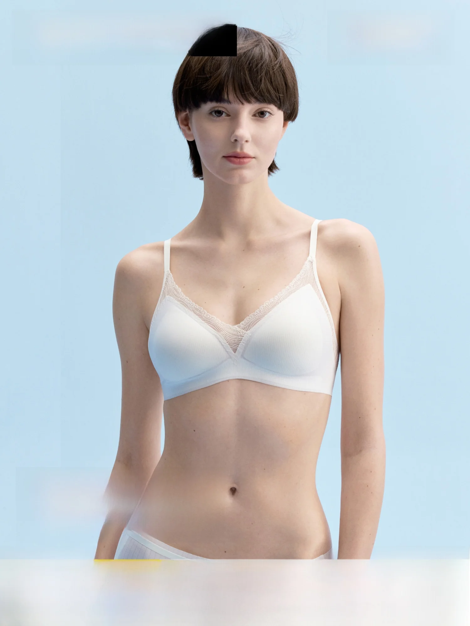 bananain-cool-fabric-503ca-lace-cup-bra-thin-seamless-small-chest-gathered-underwear-v-neck-backless-home-clothes