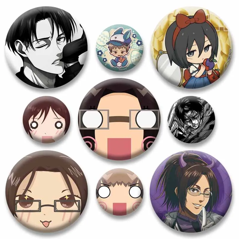 Anime Attack on T-Titan Soft Button Pins Cartoon Character Cosplay Brooch Handmade Round Snap-in Badge Backpack Clothes Jewelry