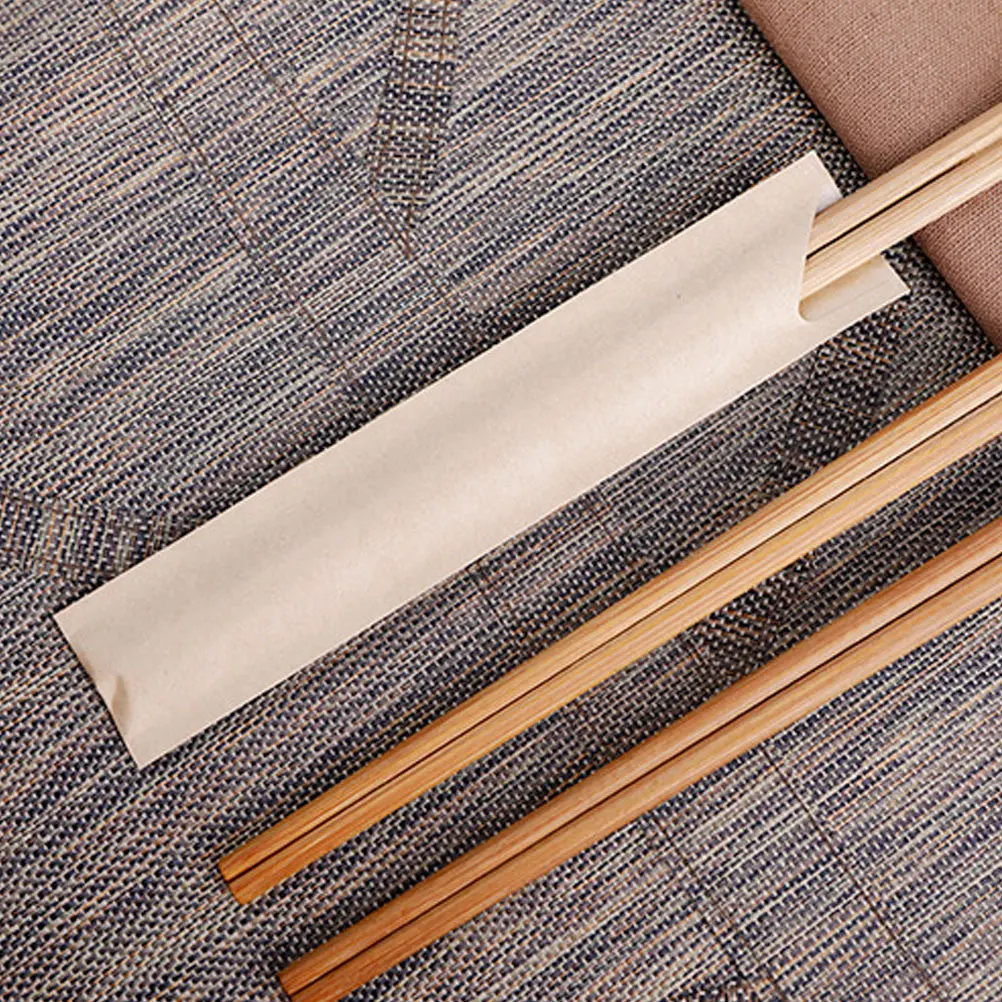 

200pcs Kraft Paper Chopstick Sleeves Disposable Restaurant Supplies Waterproof Pack Wrapper Bags Case Utensil Cover