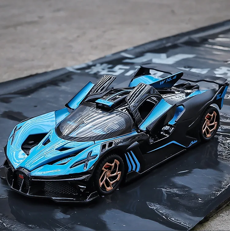 

Lijiaxin 1:32 Bugatti Volcano sports car model, simulated alloy sound and light children's toy car ornament