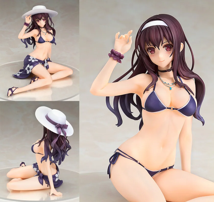 13cm Anime Saenai Heroine No Sodatekata Kasumigaoka Utaha Figure 1/7 Swimsuit Ver Sitting Figure Toy Collectible Toys  For Gifts