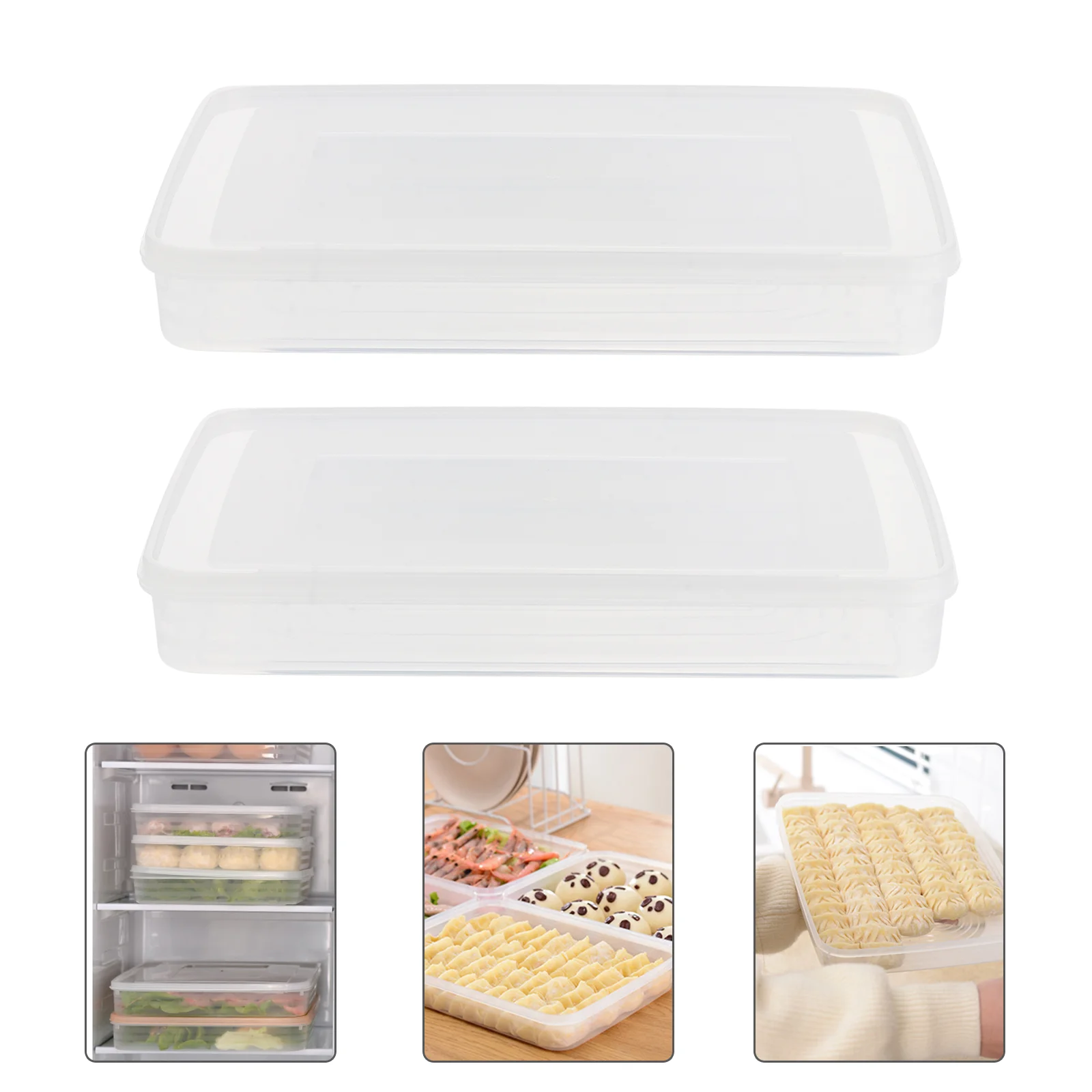 

2 Pcs Dumpling Box Refrigerator Food Containers with Lids Dumplings Vegetable Tray Storage Holder Pp Kitchen Supply Plastic