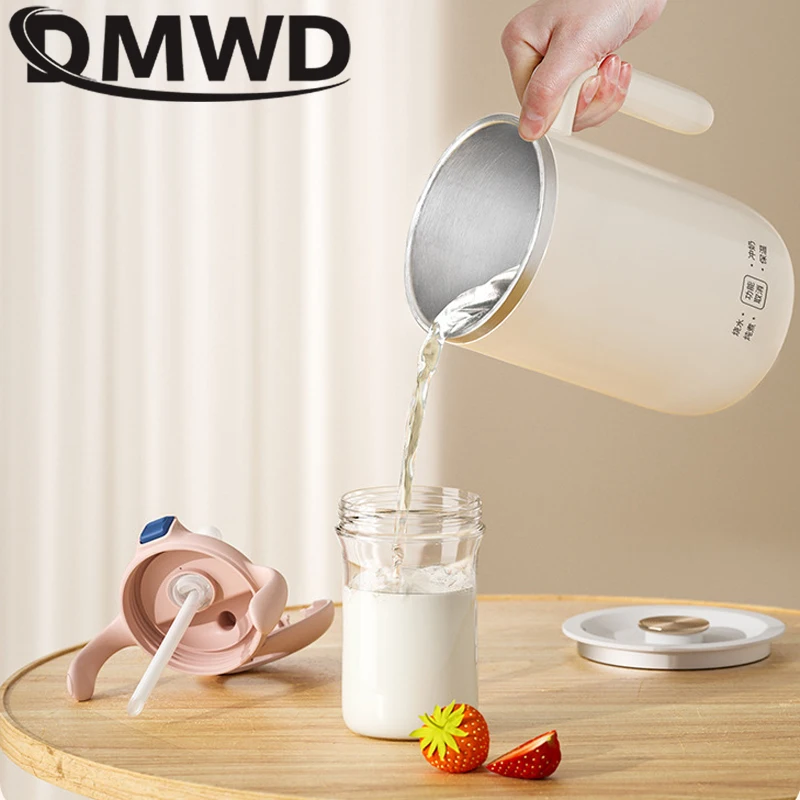 DMWD 400ML Electric Hot Water Cup Portable Boiling Kettle Mini Travel Cup Porridge Stew Soup Heating Cup Health Pot Kettle 300W