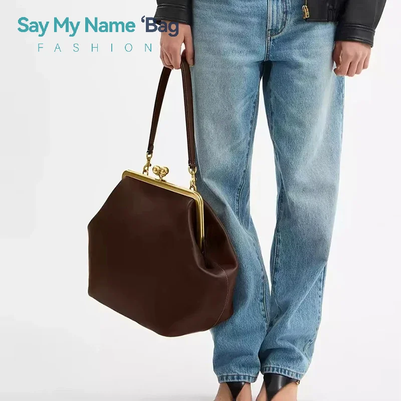 

Элегантная универсальная сумка на клипсе, вечерняя сумка большой вместимости, женская модная сумка в тон, роскошный минималистичный стиль