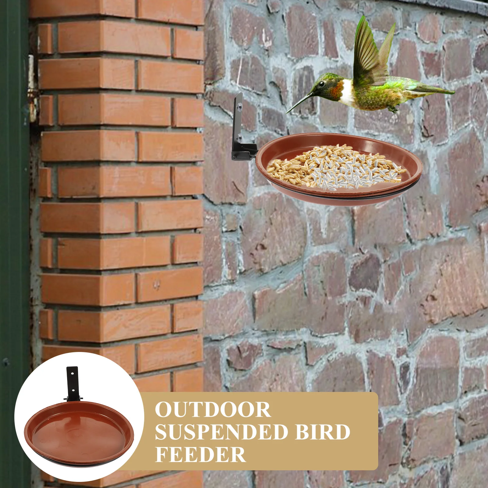 

Plastic Bird Feeder Hanging Bath Parrot Cage Feeding Station Device Outdoor Decorative Garden Patiodeck Feeder Set