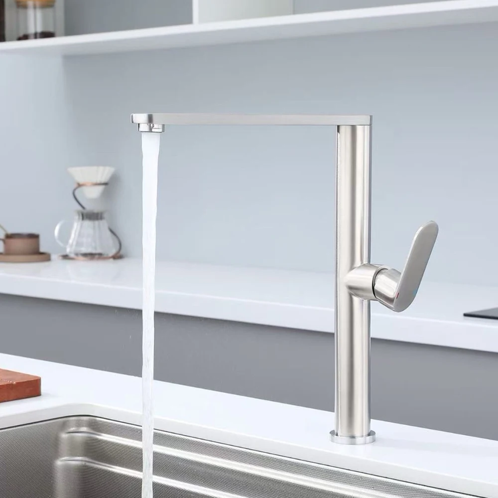 

304 Stainless Steel Mixer Sink Faucet Cold & Hot Water ,Two Holes Installation With One Handle ,Brushed Grey