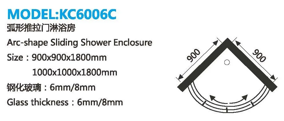 Open Style Sliding Frame Tempered Glass Aluminum Alloy Corner Bathroom Shower Room With Modern Design