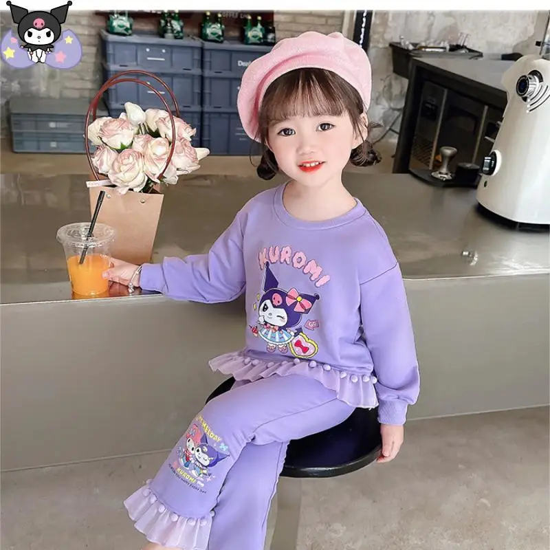 

Anime Kuromi Cartoon Girls Coat Sanrio Spring Autumn New Kids Fashion Kawaii Casual Cargo Pants Versatile Jacket Sports Comfort